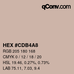 カラーコード: HEX #CDB4A8 | qconv.com