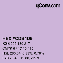 Color code: HEX #CDB4D9 | qconv.com