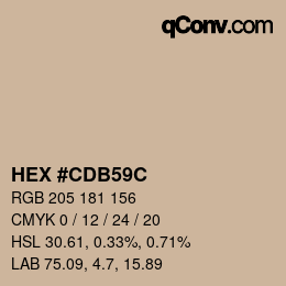 カラーコード: HEX #CDB59C | qconv.com