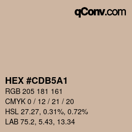 カラーコード: HEX #CDB5A1 | qconv.com