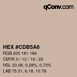 Color code: HEX #CDB5A6 | qconv.com