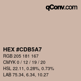 カラーコード: HEX #CDB5A7 | qconv.com