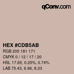 Color code: HEX #CDB5AB | qconv.com