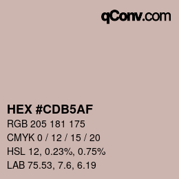 Color code: HEX #CDB5AF | qconv.com