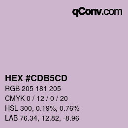 カラーコード: HEX #CDB5CD | qconv.com