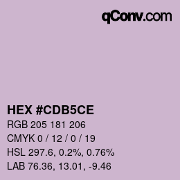 Color code: HEX #CDB5CE | qconv.com