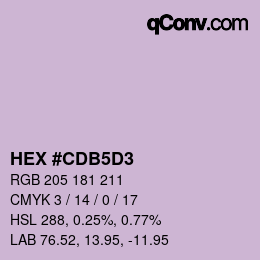 Color code: HEX #CDB5D3 | qconv.com