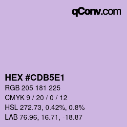 Farbcode: HEX #CDB5E1 | qconv.com