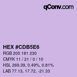 Color code: HEX #CDB5E6 | qconv.com