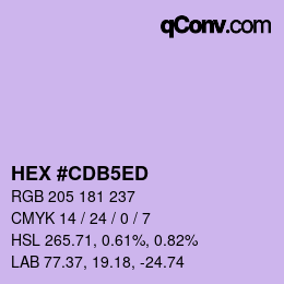 Farbcode: HEX #CDB5ED | qconv.com
