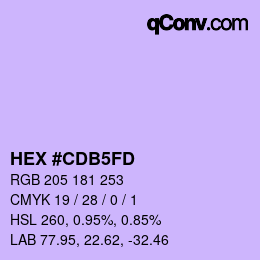 颜色代码: HEX #CDB5FD | qconv.com