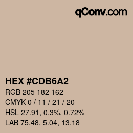 カラーコード: HEX #CDB6A2 | qconv.com