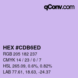 颜色代码: HEX #CDB6ED | qconv.com