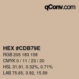 カラーコード: HEX #CDB79E | qconv.com