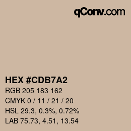 Color code: HEX #CDB7A2 | qconv.com