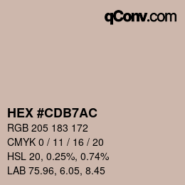 カラーコード: HEX #CDB7AC | qconv.com