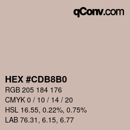 カラーコード: HEX #CDB8B0 | qconv.com
