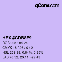 カラーコード: HEX #CDB8F9 | qconv.com