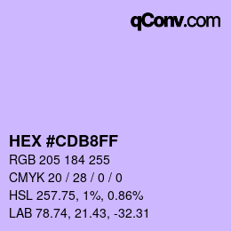 Color code: HEX #CDB8FF | qconv.com