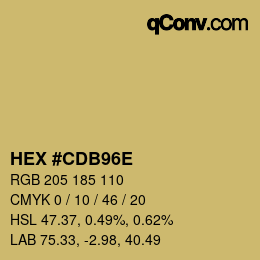 Color code: HEX #CDB96E | qconv.com