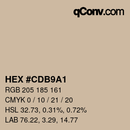 Color code: HEX #CDB9A1 | qconv.com