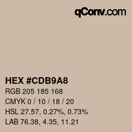 Code couleur: HEX #CDB9A8 | qconv.com