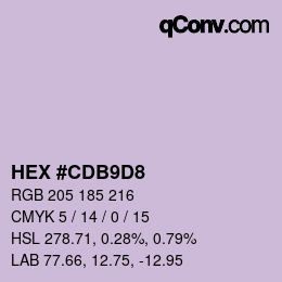 Color code: HEX #CDB9D8 | qconv.com