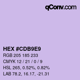 颜色代码: HEX #CDB9E9 | qconv.com