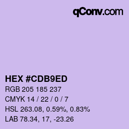 カラーコード: HEX #CDB9ED | qconv.com