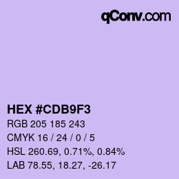 Code couleur: HEX #CDB9F3 | qconv.com