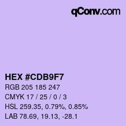 カラーコード: HEX #CDB9F7 | qconv.com