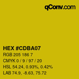 カラーコード: HEX #CDBA07 | qconv.com