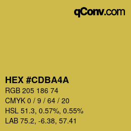 カラーコード: HEX #CDBA4A | qconv.com