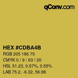 カラーコード: HEX #CDBA4B | qconv.com