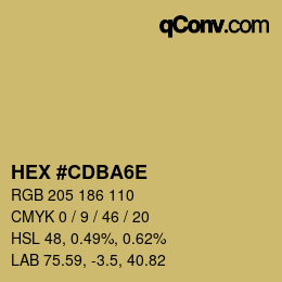 Color code: HEX #CDBA6E | qconv.com