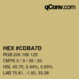 Color code: HEX #CDBA7D | qconv.com