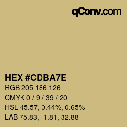 Color code: HEX #CDBA7E | qconv.com