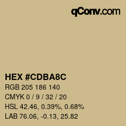 Color code: HEX #CDBA8C | qconv.com