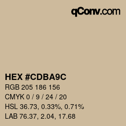 Color code: HEX #CDBA9C | qconv.com