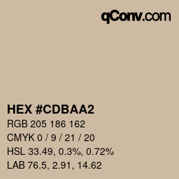 カラーコード: HEX #CDBAA2 | qconv.com