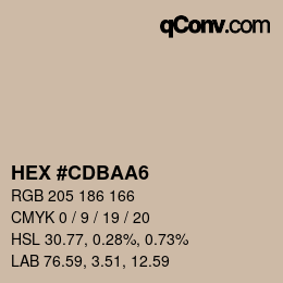 Color code: HEX #CDBAA6 | qconv.com