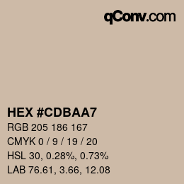 Color code: HEX #CDBAA7 | qconv.com