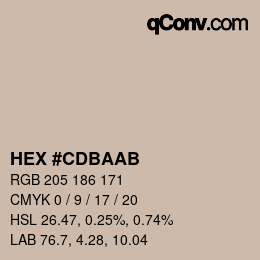 カラーコード: HEX #CDBAAB | qconv.com