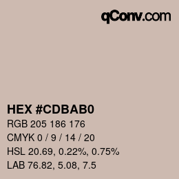 Color code: HEX #CDBAB0 | qconv.com