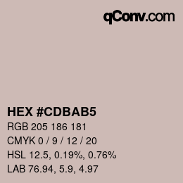 Color code: HEX #CDBAB5 | qconv.com