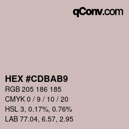 Color code: HEX #CDBAB9 | qconv.com
