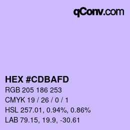 颜色代码: HEX #CDBAFD | qconv.com