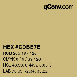 Color code: HEX #CDBB7E | qconv.com