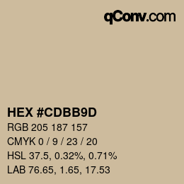 颜色代码: HEX #CDBB9D | qconv.com