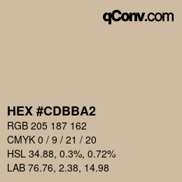 カラーコード: HEX #CDBBA2 | qconv.com